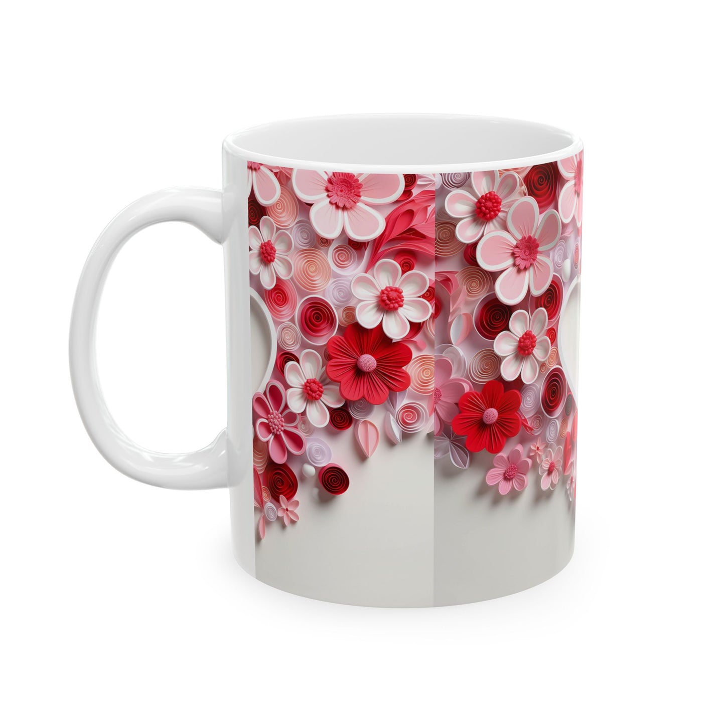 Princess Grace Romantic Floral Ceramic Mug Heart Design, Perfect for Valentine's Day & Every Coffee Lover