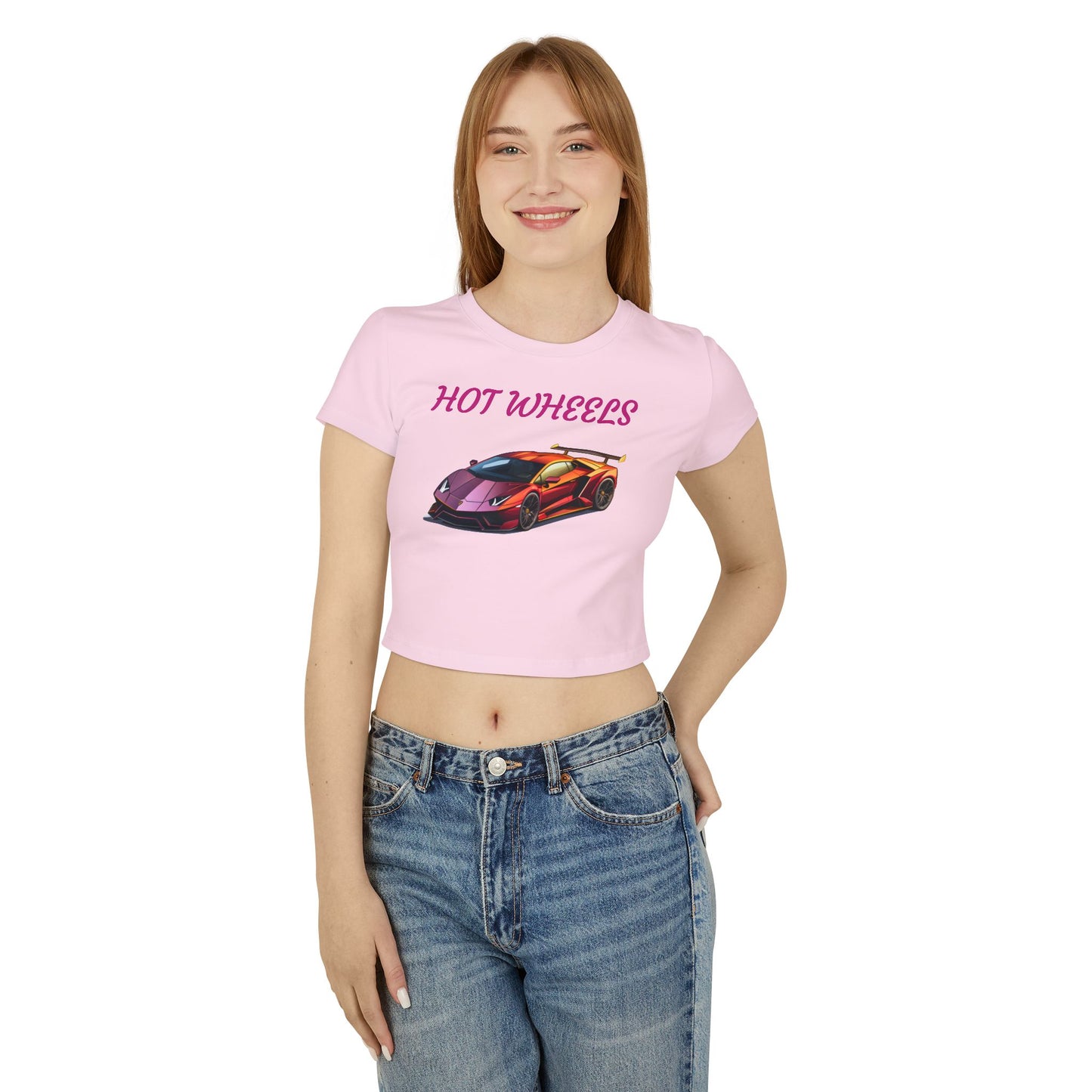 Princess Grace Women's Baby Tee Hot Wheels Graphic Car Shirt