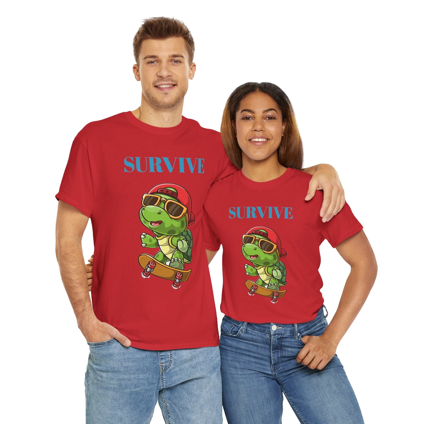Princess Grace Cool Skateboarding Turtle Tee "Survive" Unisex Cotton T-Shirt for Fun Lovers
