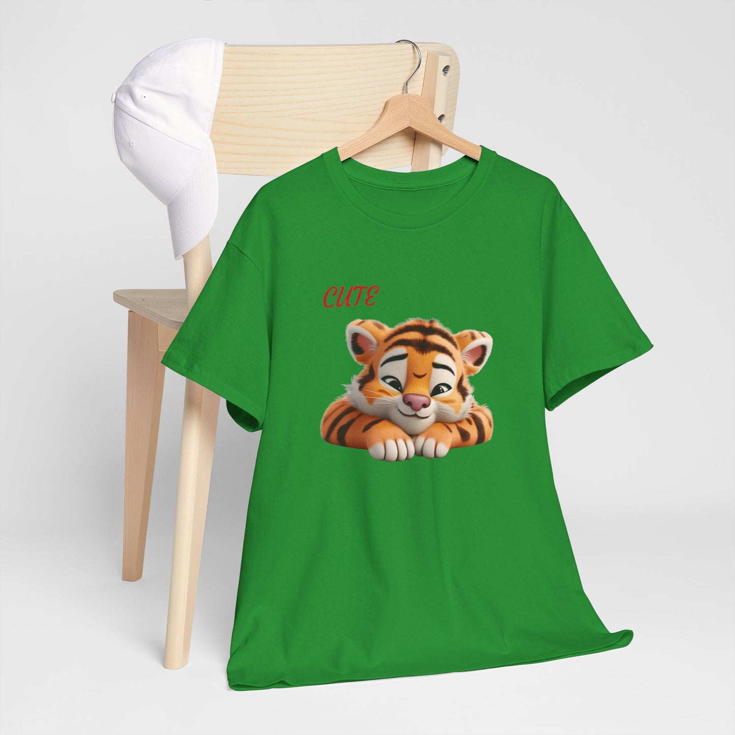 Princess Grace Cute Tiger Graphic Unisex Heavy Cotton Tee Perfect for Animal Lovers and Everyday Comfort