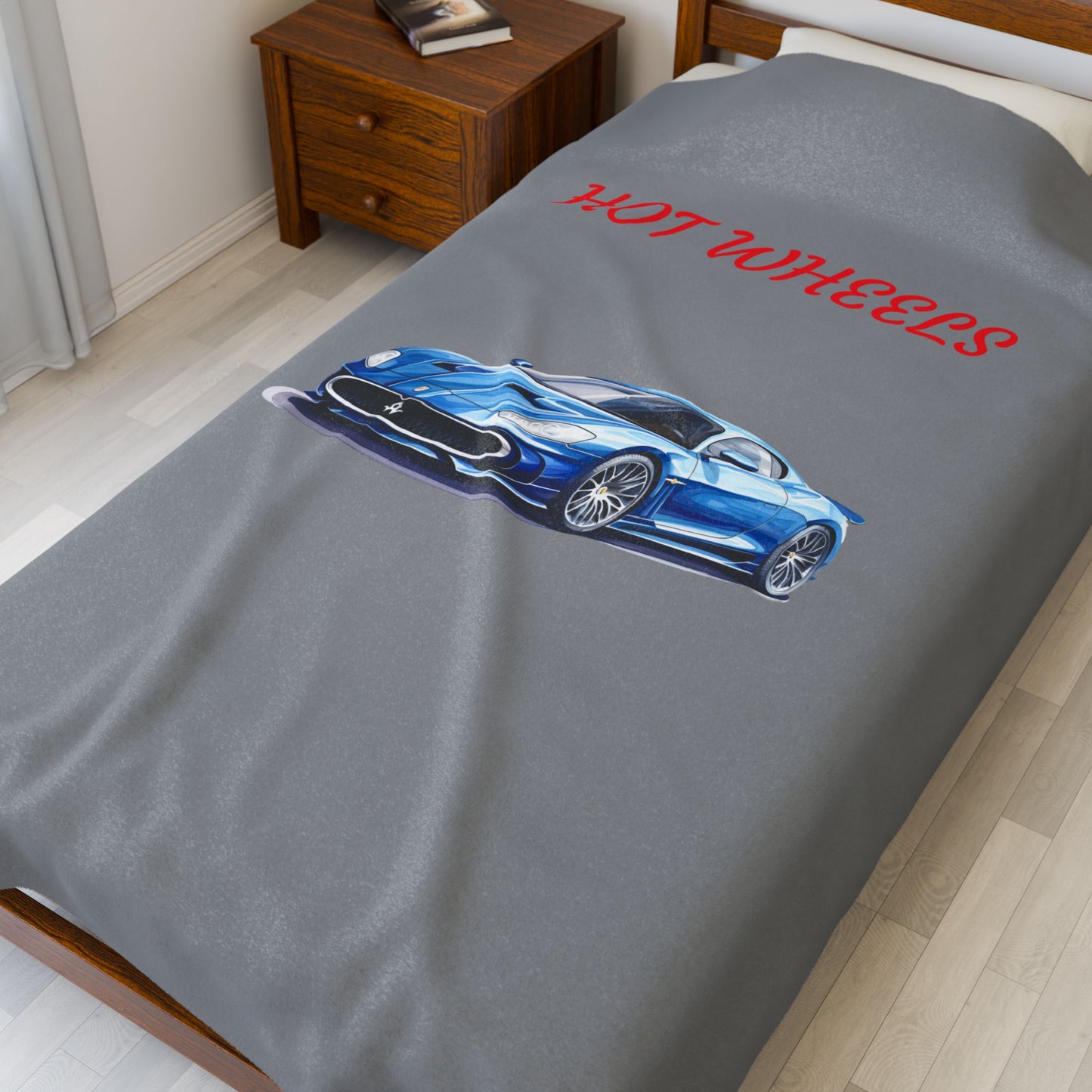 Princess Grace Hot Wheels Velveteen Plush Blanket Cozy Car Themed Throw for Kids and Car Enthusiasts