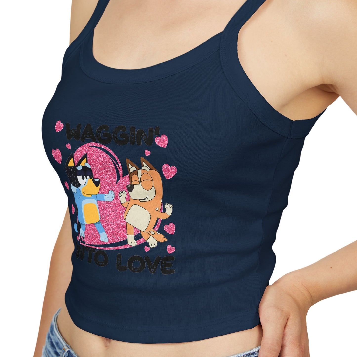 Princess Grace Bluey Waggin Into Love Women's Spaghetti Strap Tank Top Cute Pet Lover Apparel