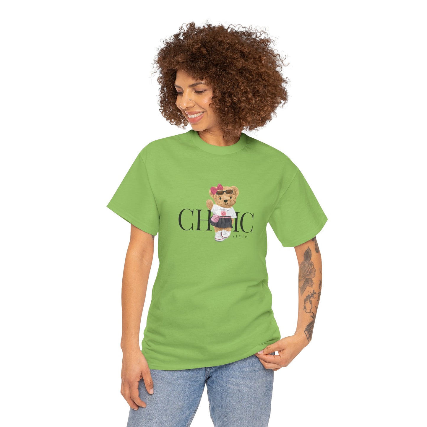 Princess Grace Chic Style Bear Unisex Heavy Cotton Tee Fashionable and Cozy Everyday Wear