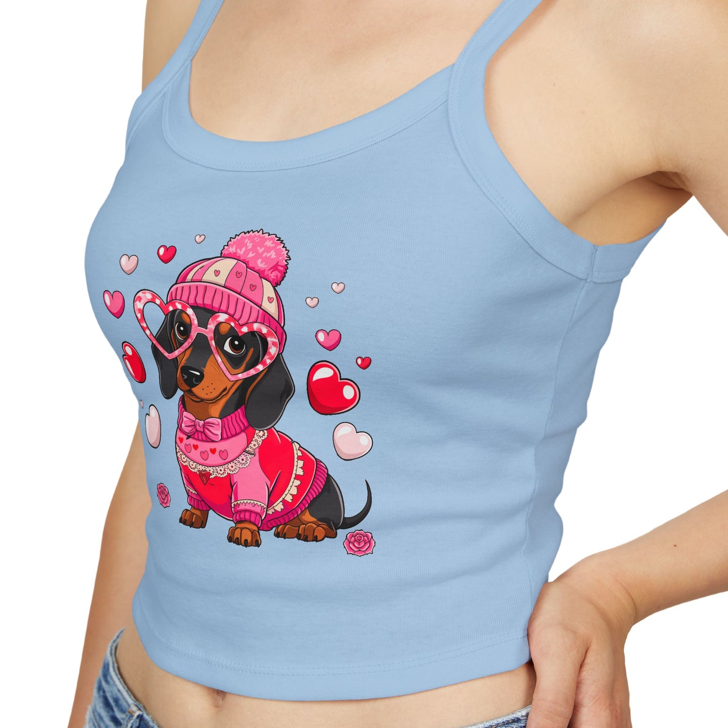 Princess Grace Cute Dachshund Love Women's Spaghetti Strap Tank Top