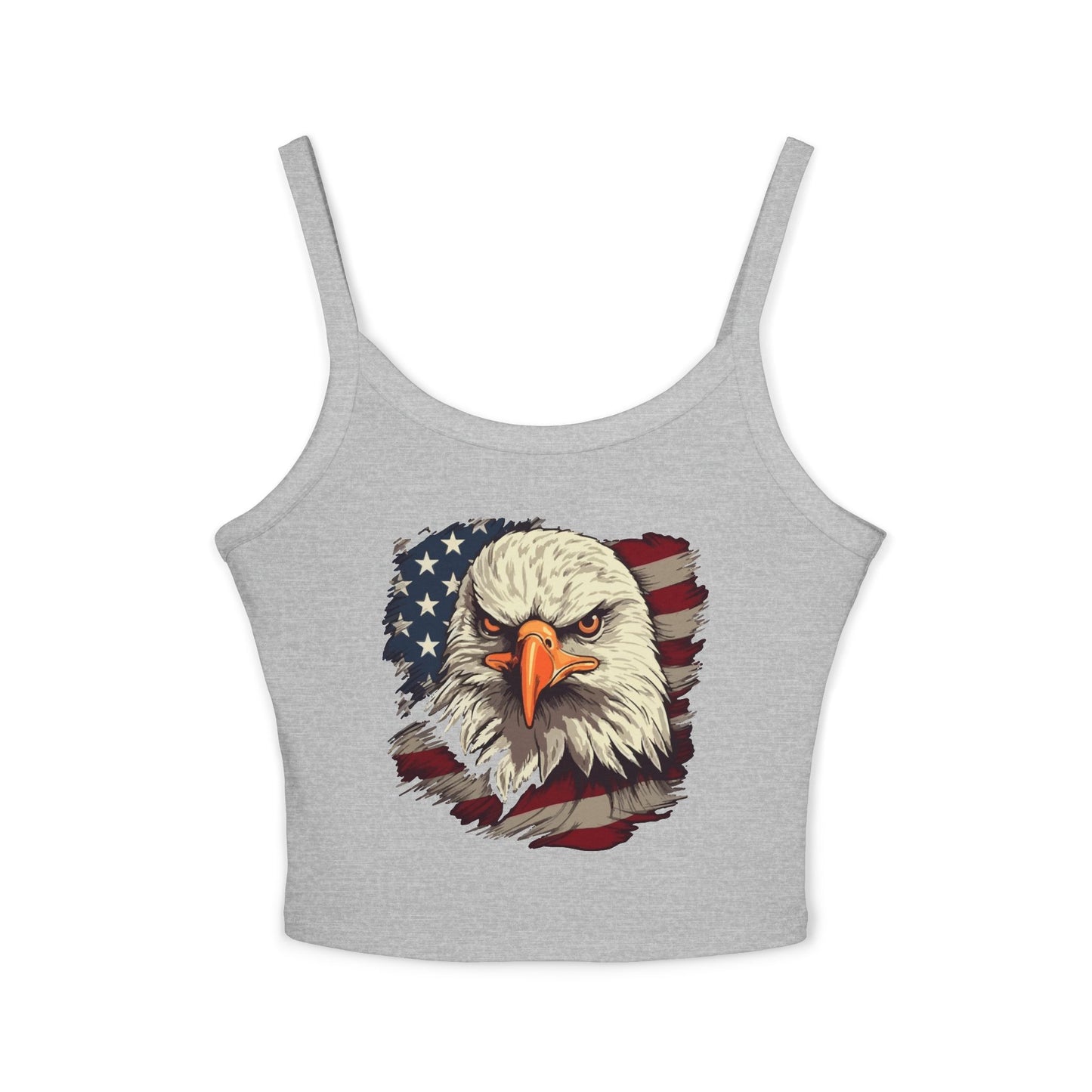 Princess Grace Patriotic Women's Spaghetti Strap Tank Top Eagle & USA Flag Design