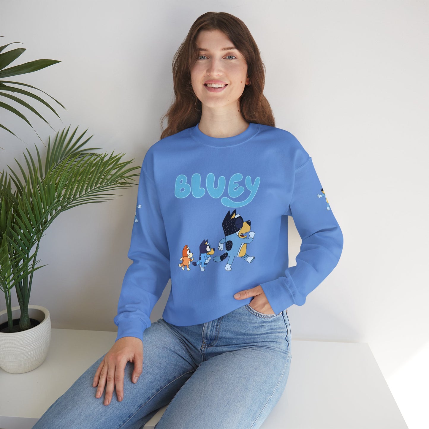 Princess Grace Bluey Family Unisex Crewneck Sweatshirt Cozy Cartoon Apparel
