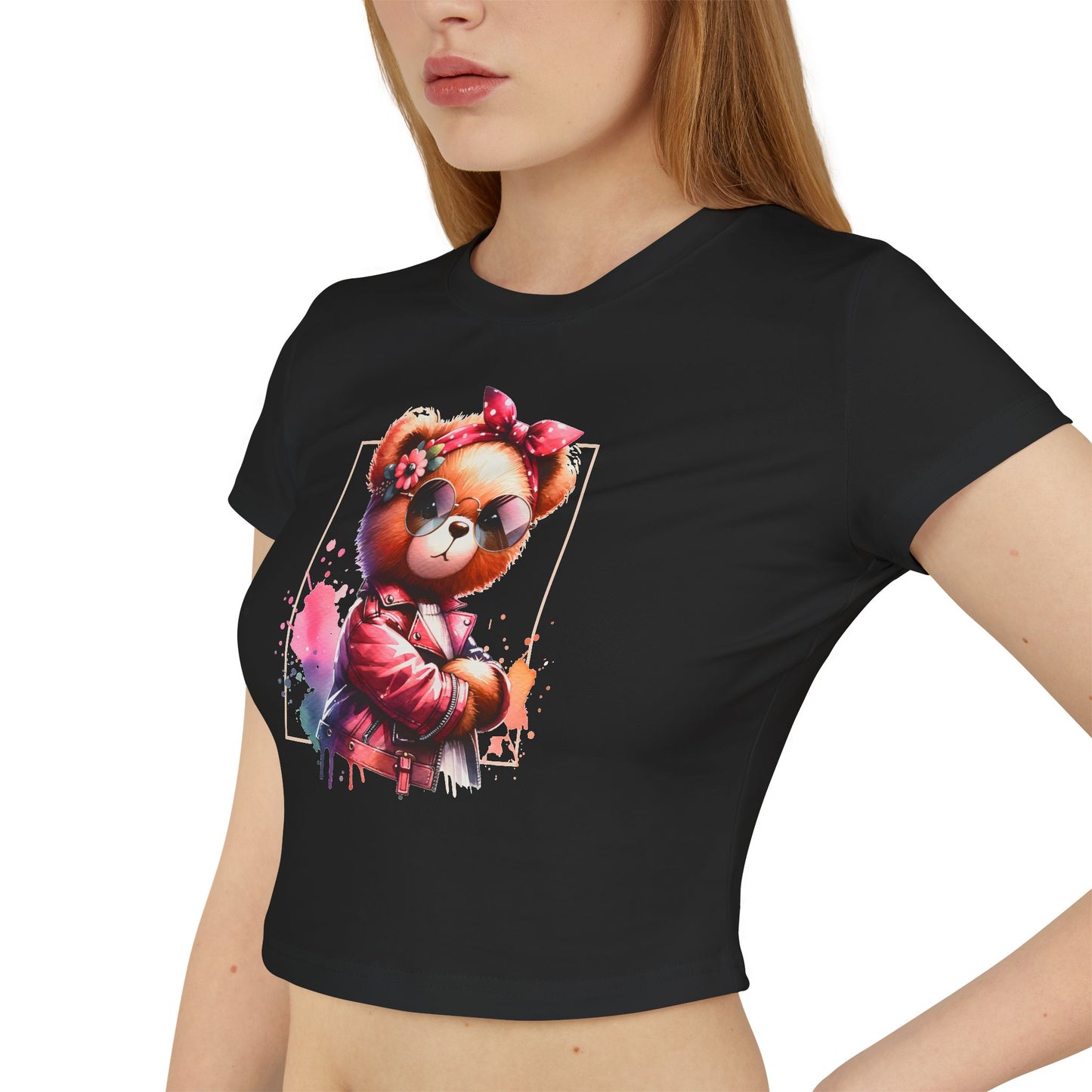 Princess Grace Cute Bear Graphic Women's Baby Tee Trendy Spring Fashion