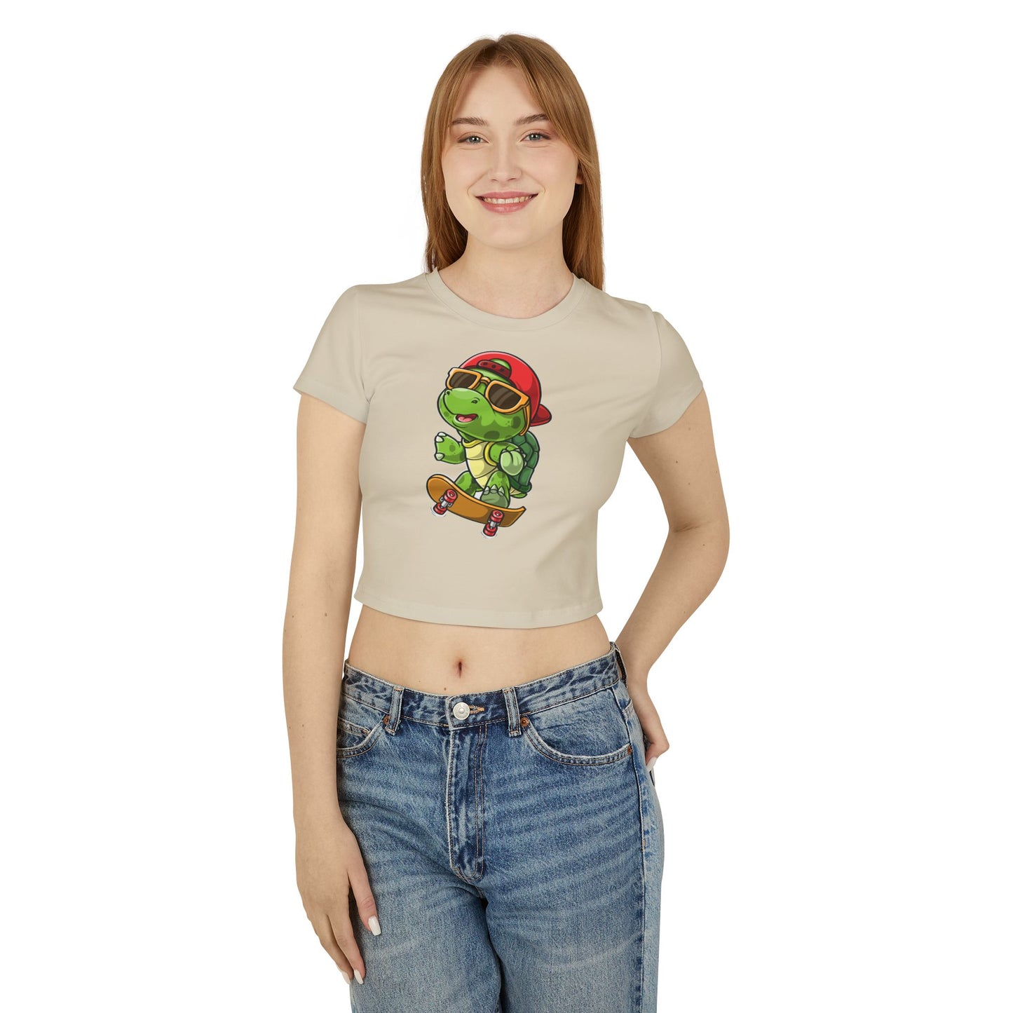 Princess Grace Cute Skateboarding Turtle Women's Baby Tee