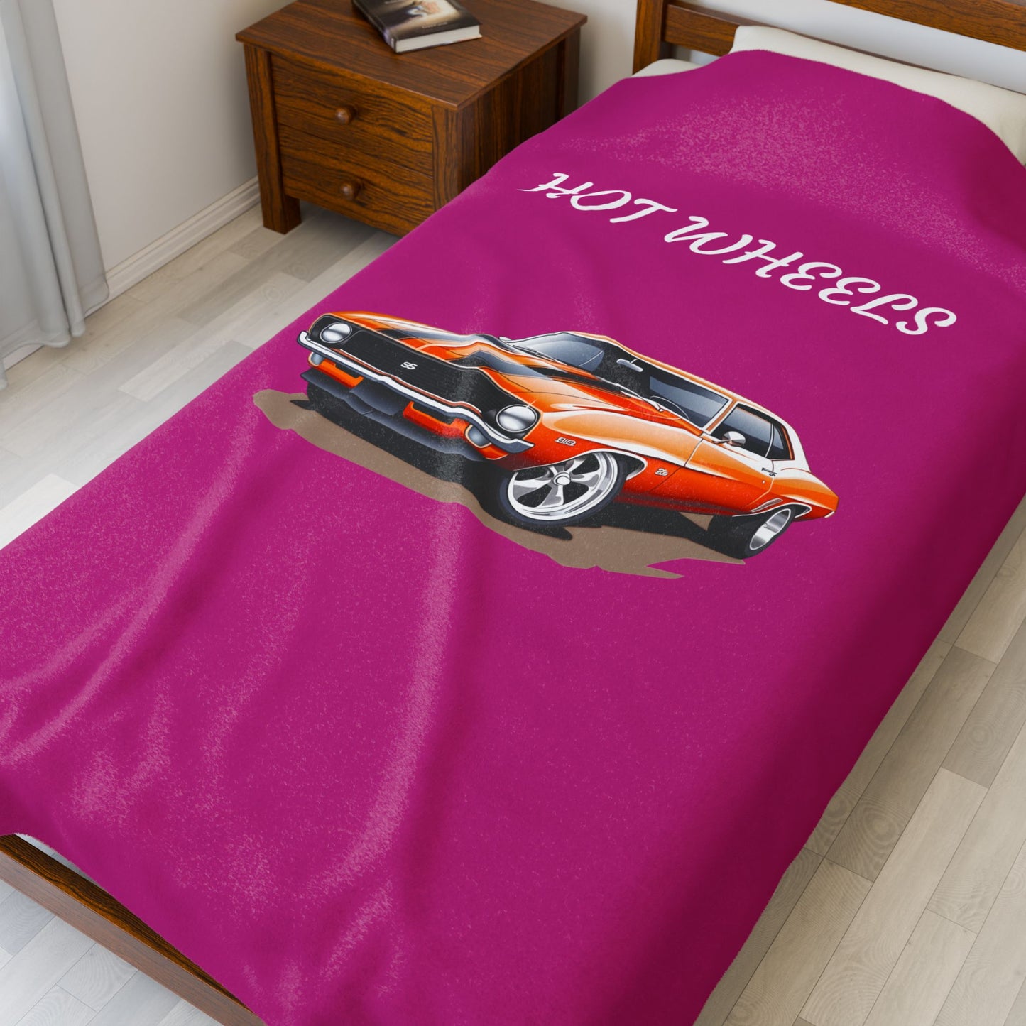 Princess Grace Hot Wheels Velveteen Plush Blanket for Car Lovers Cozy Retro Throw for Kids & Adults