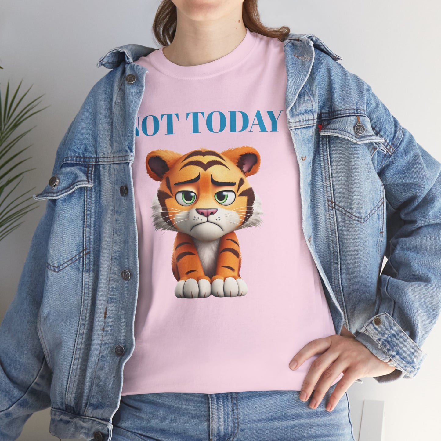 Princess Grace Not Today Tiger Unisex Heavy Cotton Tee Casual Fun Cat Graphic Shirt