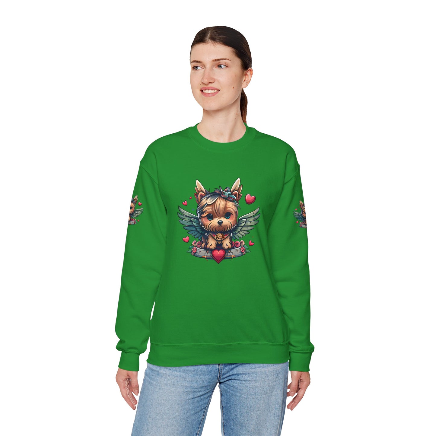 Princess Grace Cute Yorkie Wings Crewneck Sweatshirt Perfect Gift for Dog Lovers