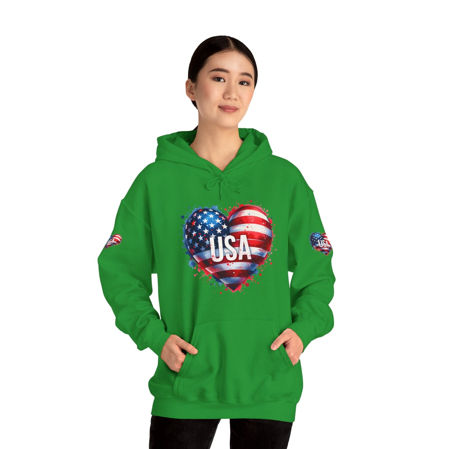 Princess Grace Patriotic Heart Hoodie for USA Lovers Unisex Heavy Blend