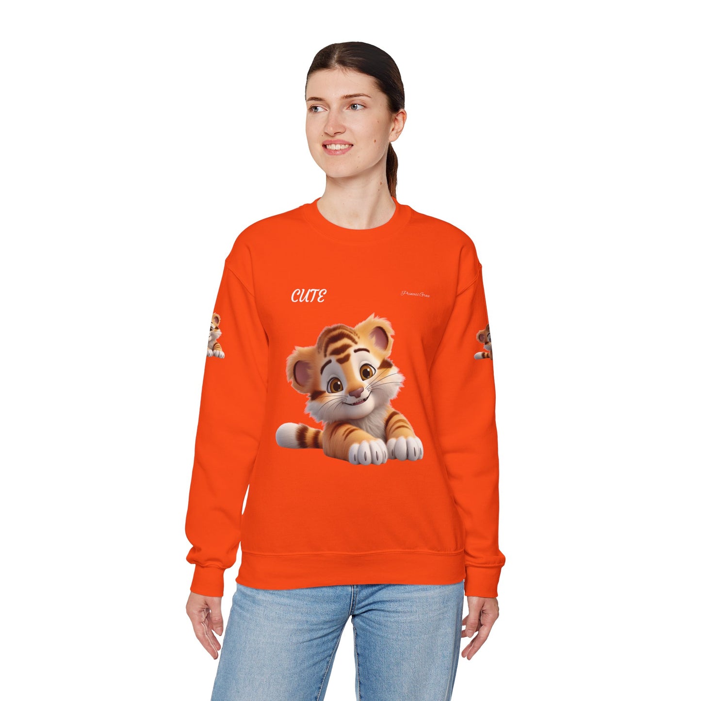 Princess Grace Cute Tiger Unisex Heavy Blen Crewneck Sweatshirt