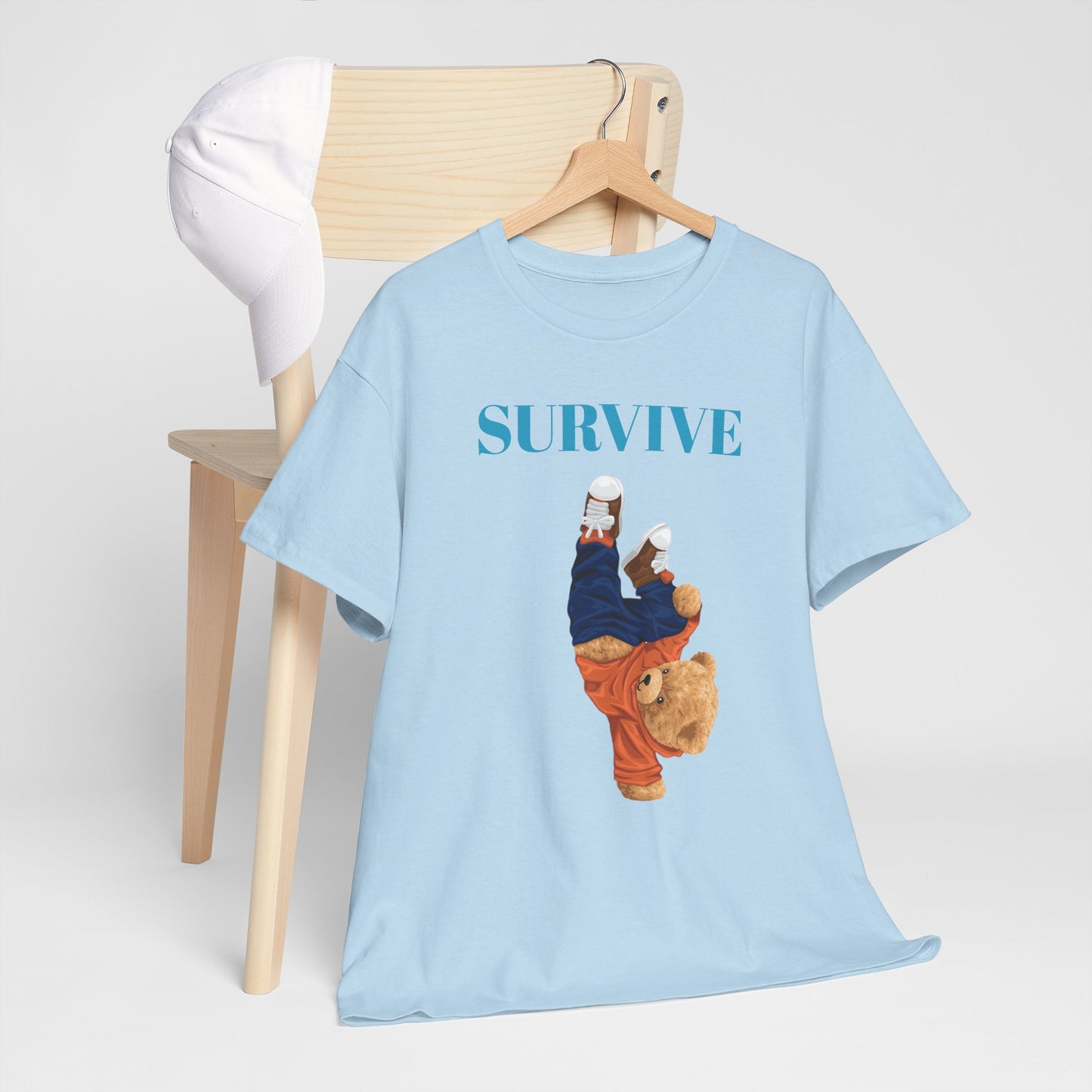Princess Grace Survive Bear Graphic Unisex Heavy Cotton Tee Casual Streetwear Tee for Everyday Adventures