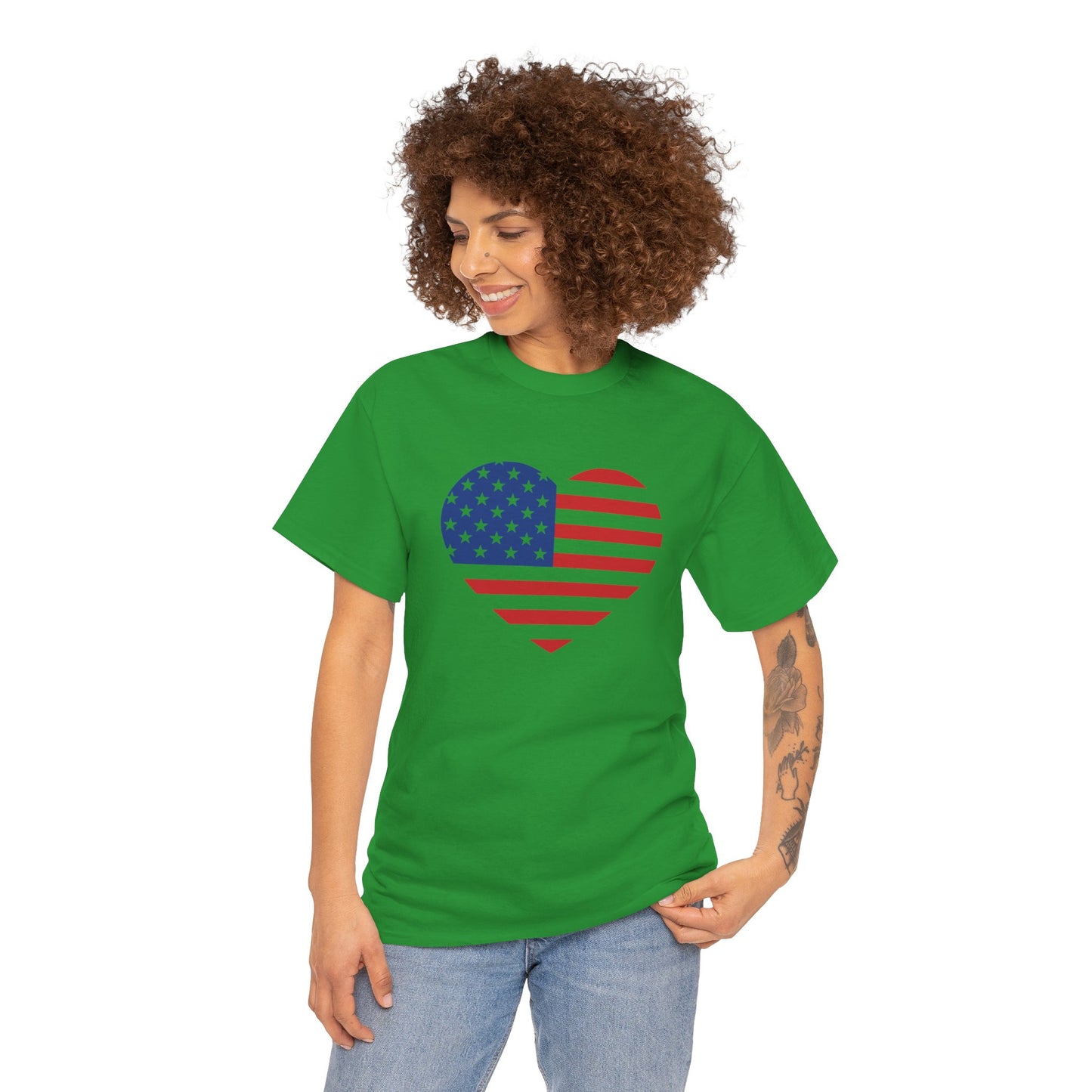Princess Grace Patriotic Heart Unisex Heavy Cotton Tee Celebrate Freedom in Style