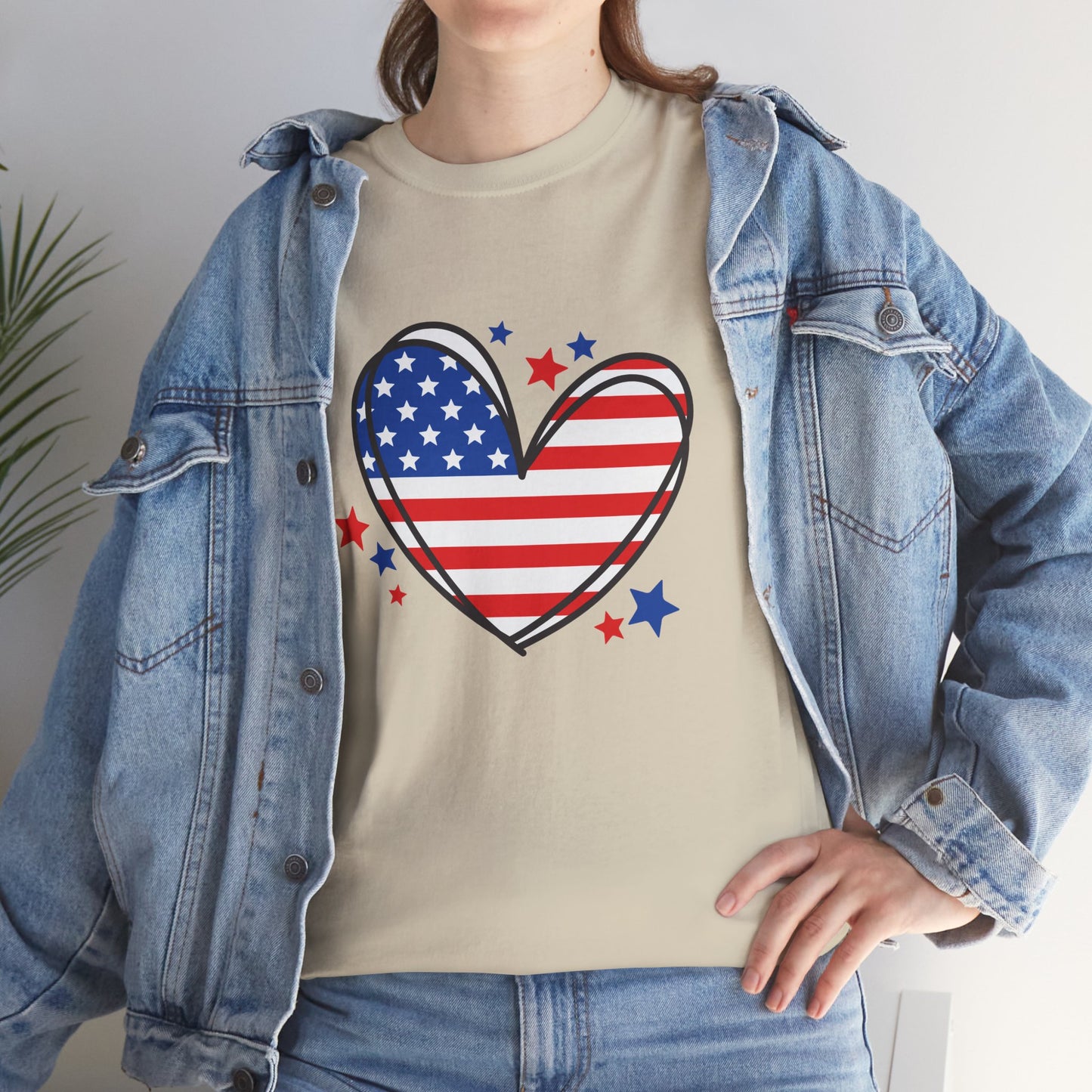 Princess Grace Patriotic Heart Unisex Heavy Cotton Tee USA Love T-Shirt