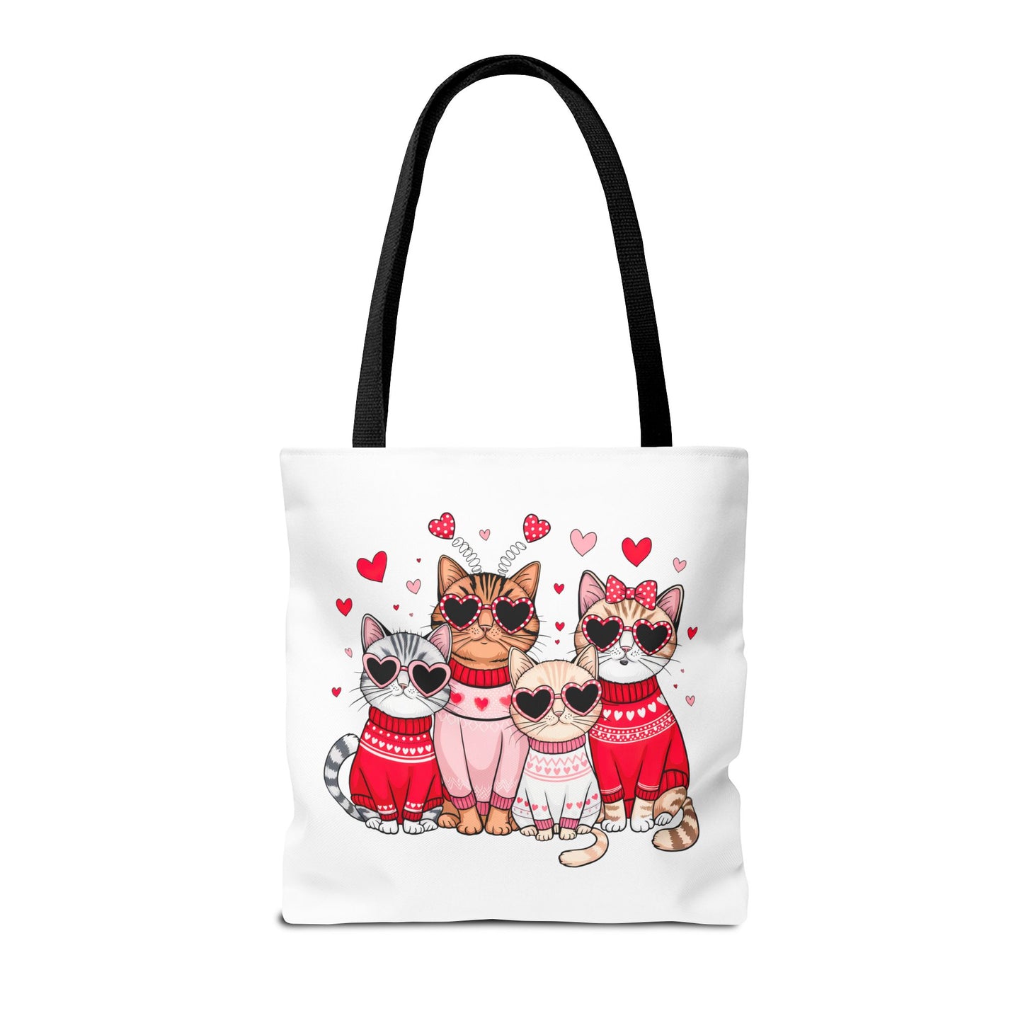 Princess Grace Cute Cat Lover Tote Bag Stylish and Playful Red Heart Design
