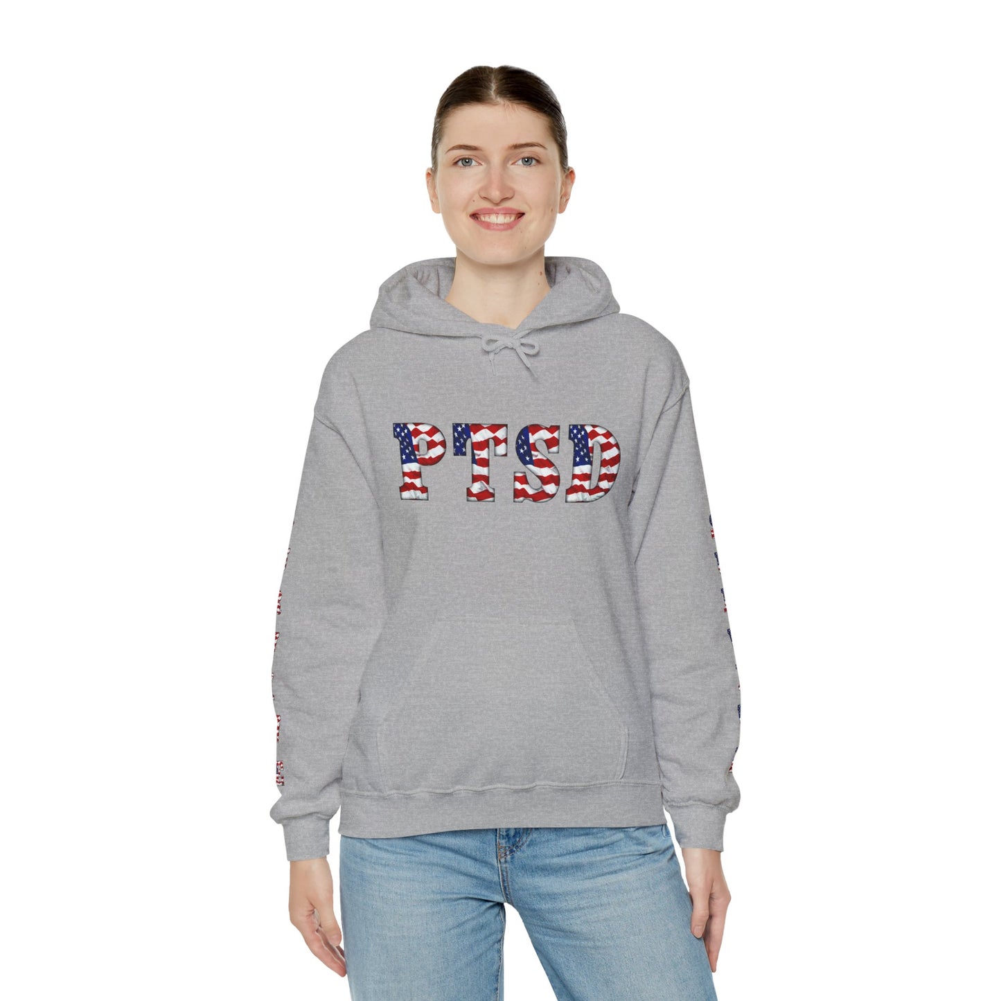 Princess Grace PTSD Awareness Unisex Heavy Blend Hoodie Support Survivors with American Flag Design