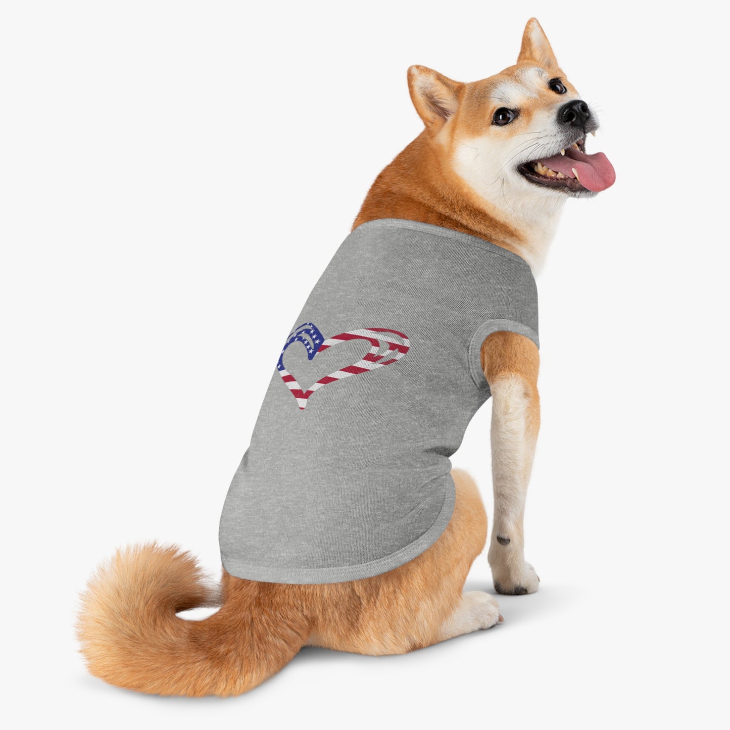 Princess Grace Patriotic Heart Pet Tank Top American Flag Design for Dogs & Cats