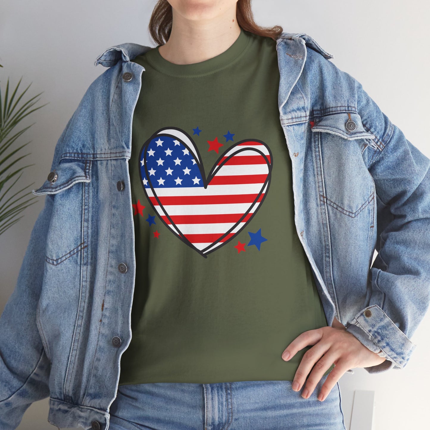 Princess Grace Patriotic Heart Unisex Heavy Cotton Tee USA Love T-Shirt