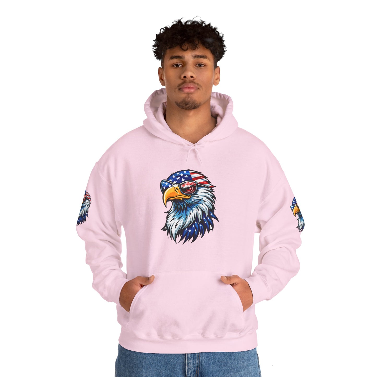 Princess Grace Patriotic Eagle Hoodie Unisex Heavy Blend Sweatshirt with USA Flag Design