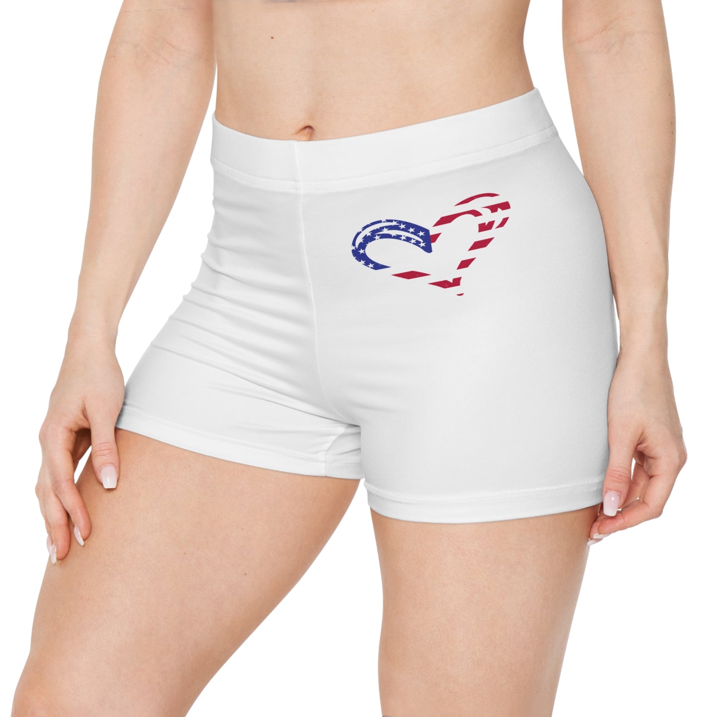 Princess Grace Patriotic Heart Women's Shorts for Summer Fun