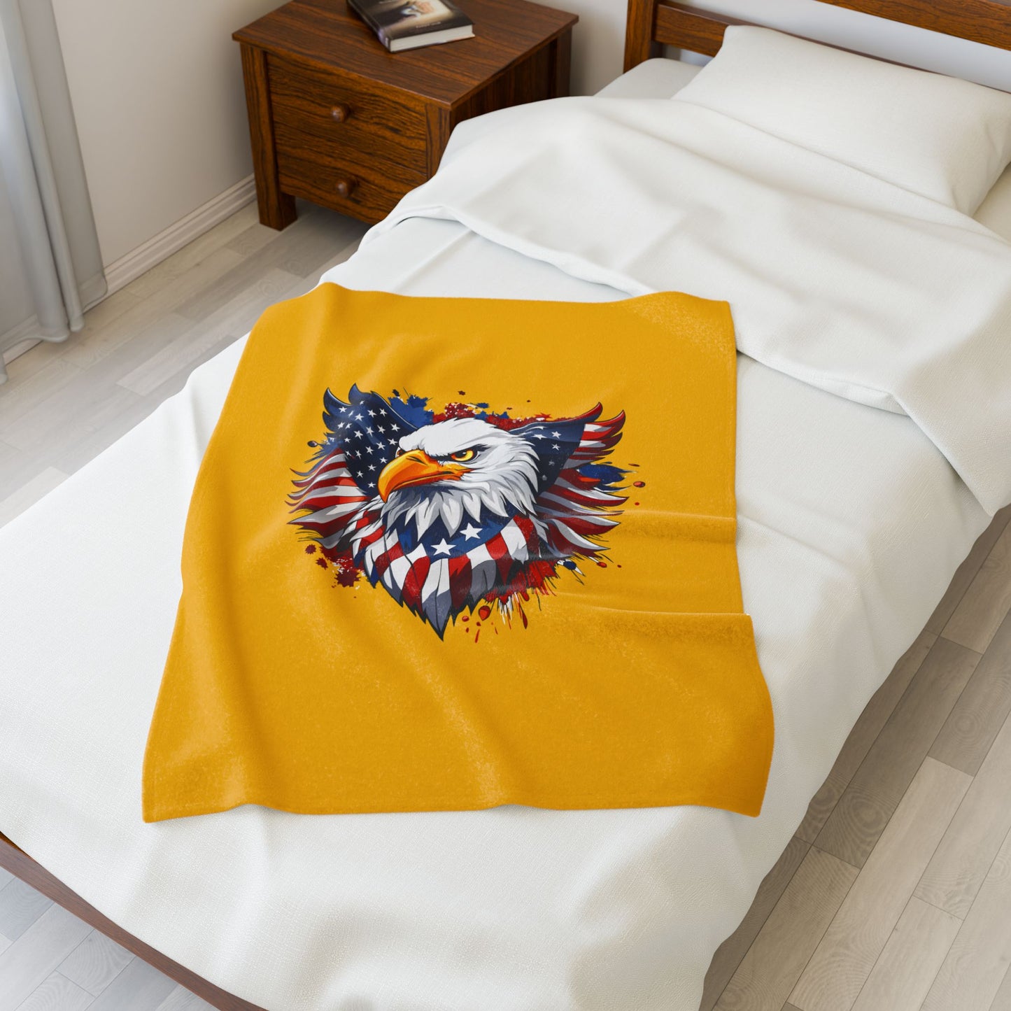 Princess Grace Patriotic Eagle Velveteen Plush Blanket Cozy and Bold Decor for Independence Day and All Year Round