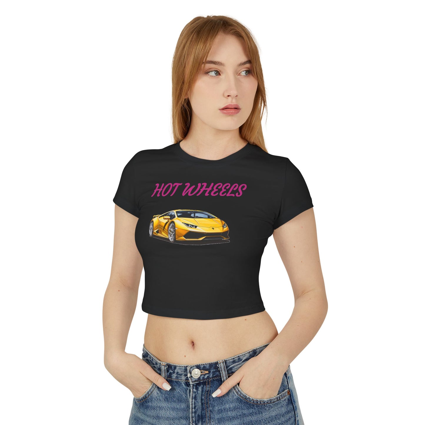 Princess Grace Women's Hot Wheels Baby Tee Cute and Stylish Car Graphic Top for Car Enthusiasts