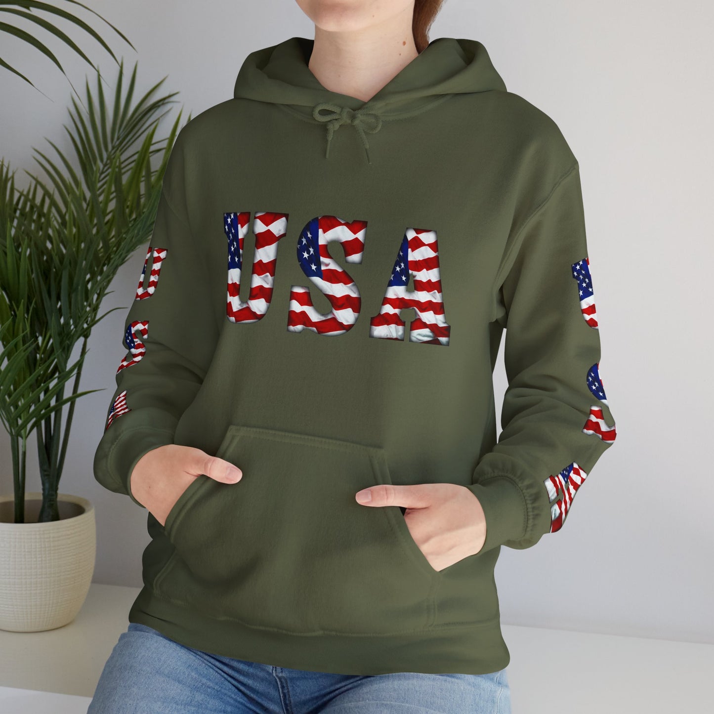 Princess Grace Patriotic USA Unisex Hooded Sweatshirt Heavy Blend for Comfort