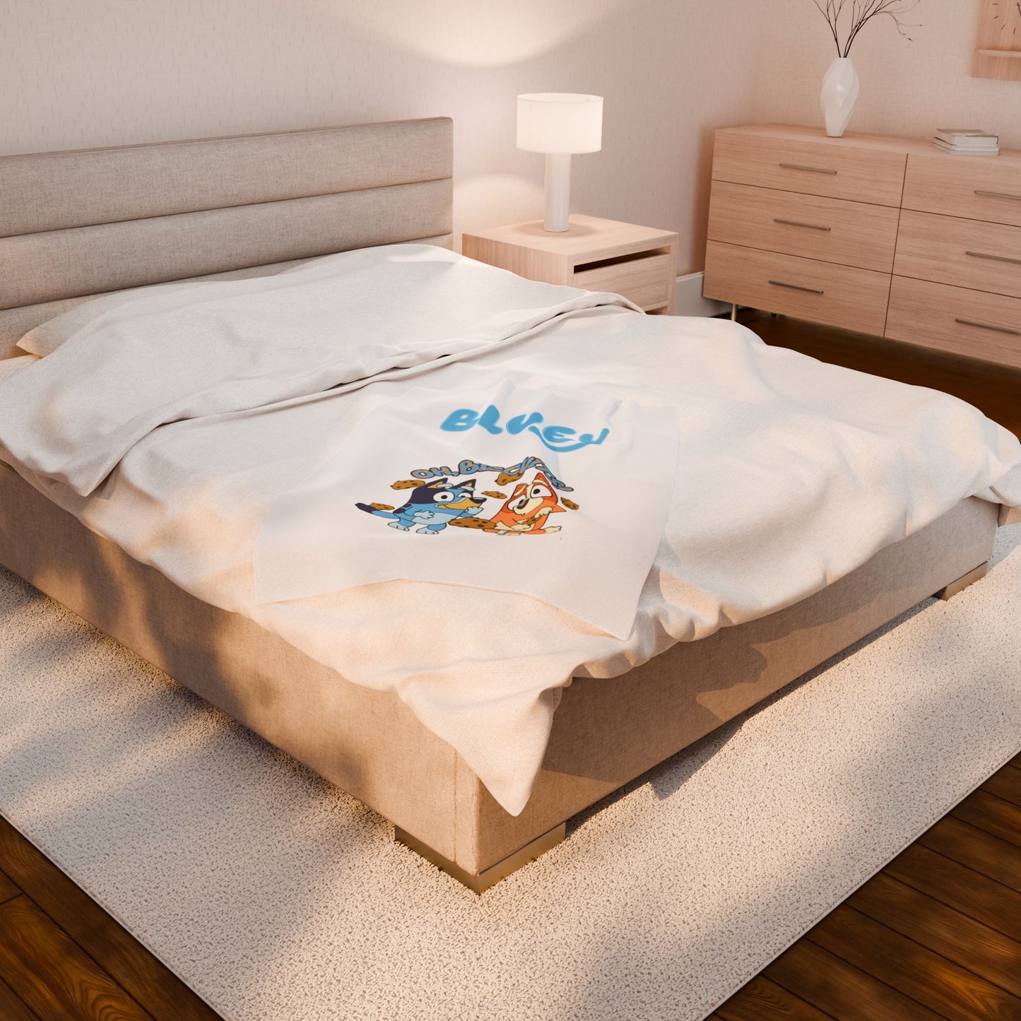 Princess Grace Bluey Plush Blanket Soft and Cozy Kids Throw with Fun Biscuit Design