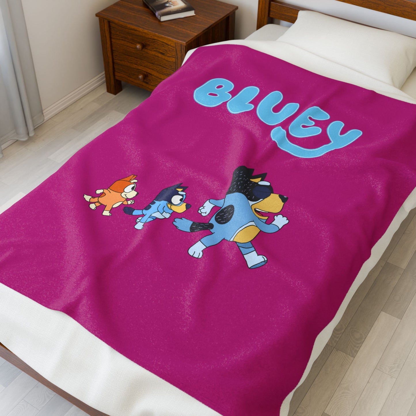 Princess Grace Bluey Velveteen Plush Blanket Cozy Kids Throw for Comfort and Playtime