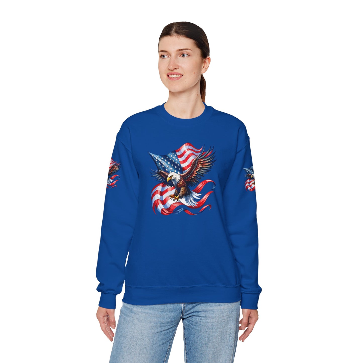Princess Grace Patriotic Eagle Crewneck Sweatshirt Unisex Heavy Blend Perfect for Independence Day and Memorial Day