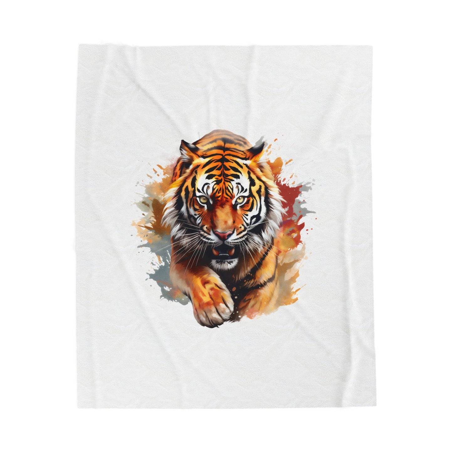 Princess Grace Tiger Watercolor Velveteen Plush Blanket Cozy Decorative Throw for Home & Gifts