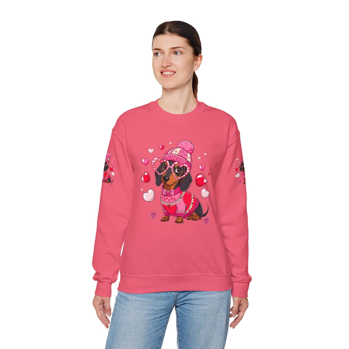 Princess Grace Cute Dachshund Love Sweatshirt Cozy Unisex Crewneck for Pet Lovers