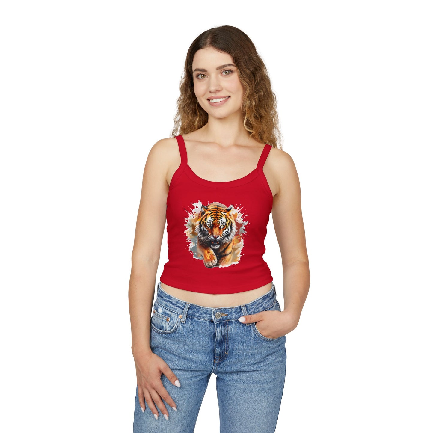 Princess Grace Fierce & Cute Women's Spaghetti Strap Tank Top Tiger Design
