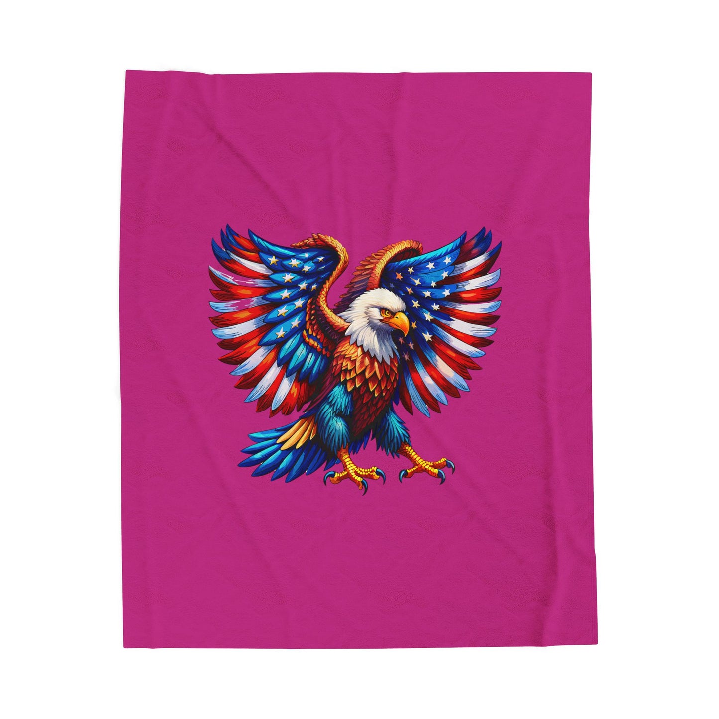 Princess Grace Patriotic Eagle Velveteen Plush Blanket Cozy American Flag Throw for Outdoor Events