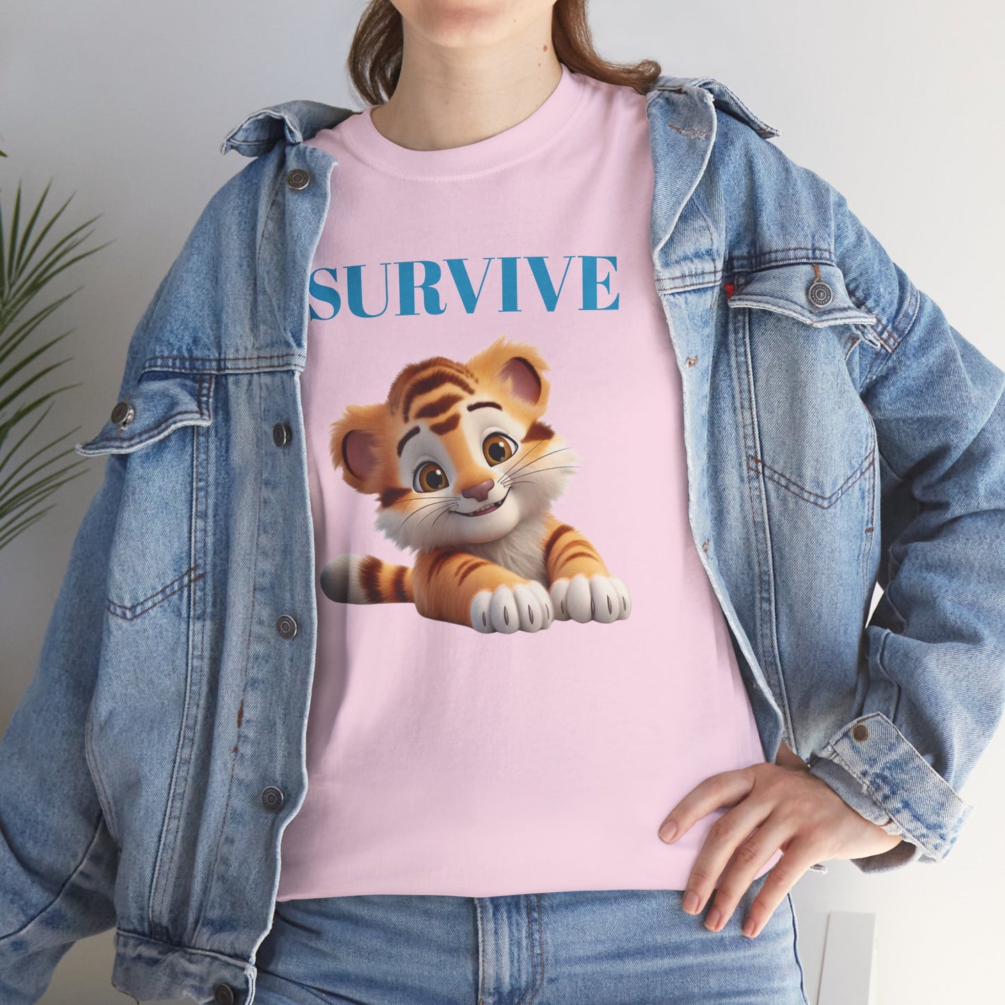 Princess Grace Survive Tiger Unisex Heavy Cotton Tee Cute Animal Graphic