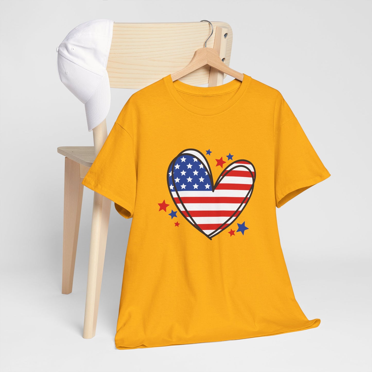 Princess Grace Patriotic Heart Unisex Heavy Cotton Tee USA Love T-Shirt
