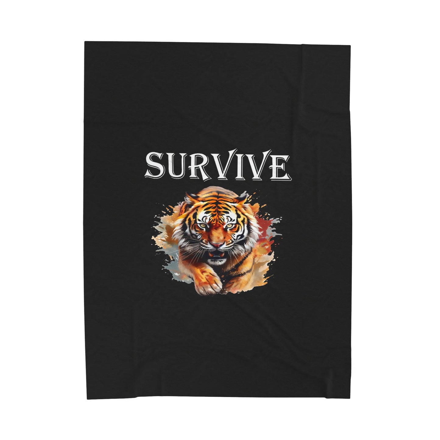 Princess Grace Survive Tiger Velveteen Plush Blanket Cozy Throw for Animal Lovers