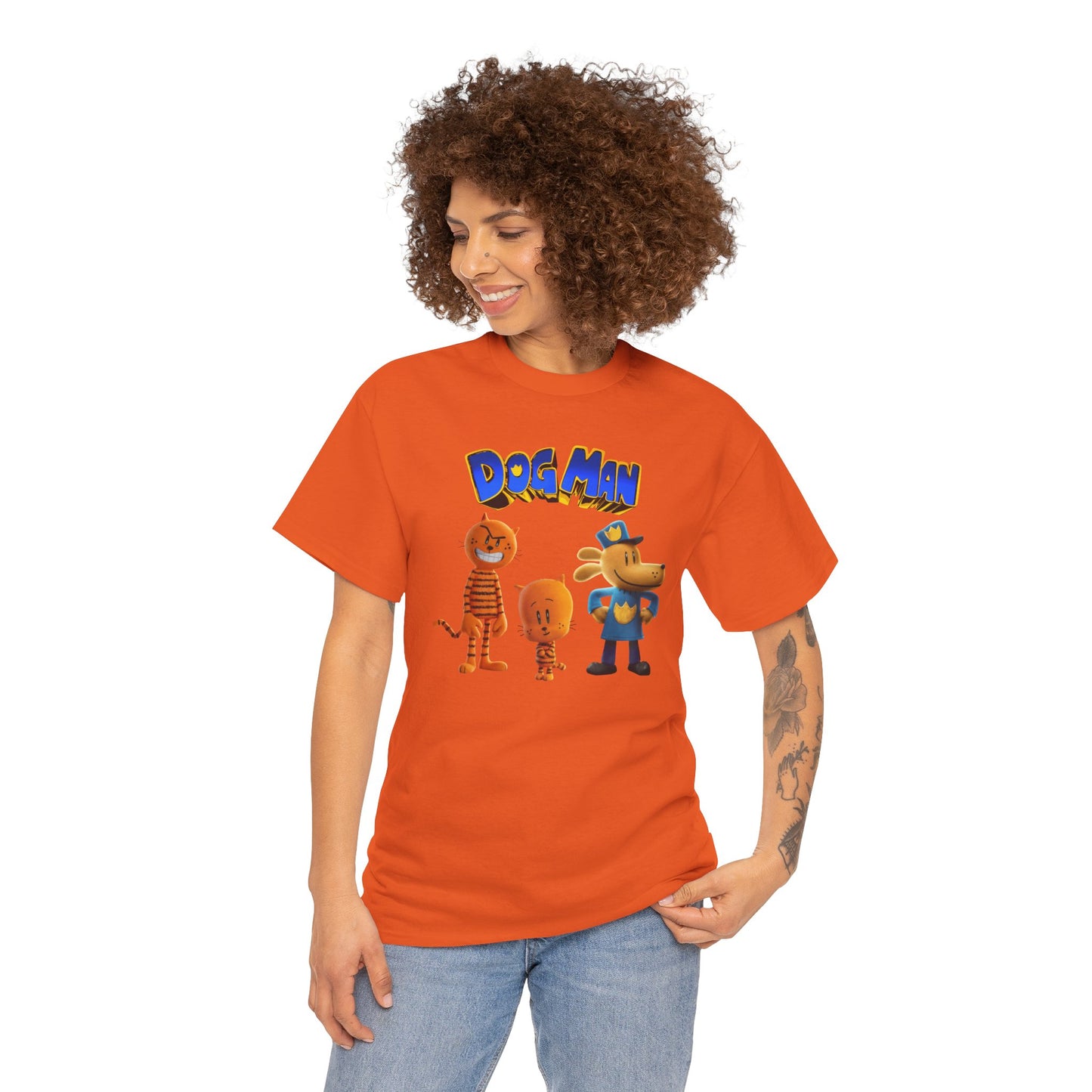 Princess Grace Dog Man Cartoon Unisex Heavy Cotton Tee Fun Graphic Tee for Kids and Fans