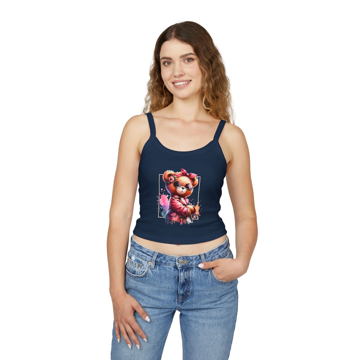 Princess Grace Cute Graphic Women's Spaghetti Strap Tank Top Trendy Bear Design