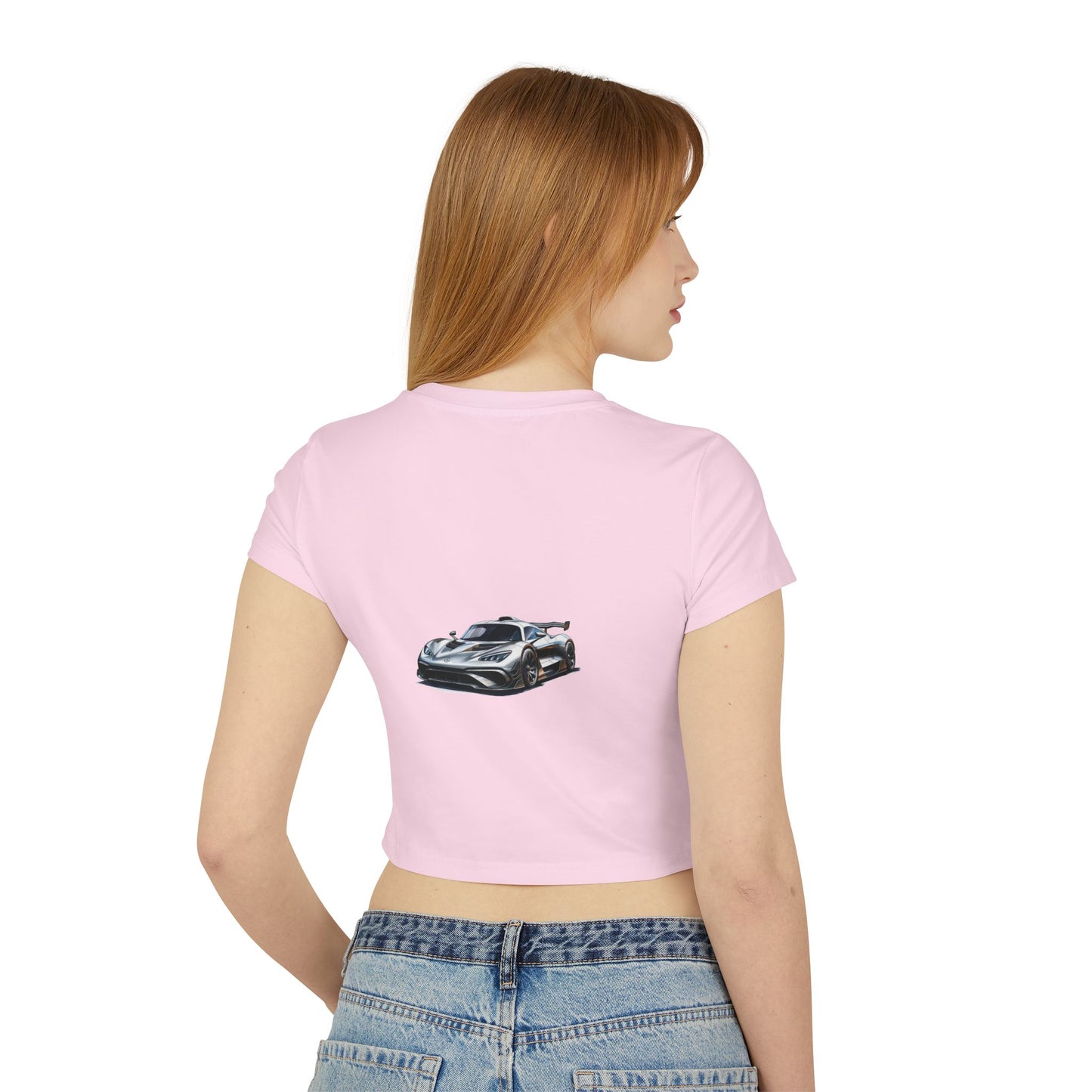 Princess Grace Hot Wheels Women's Baby Tee Trendy Car Graphic Tee for Automotive Enthusiasts