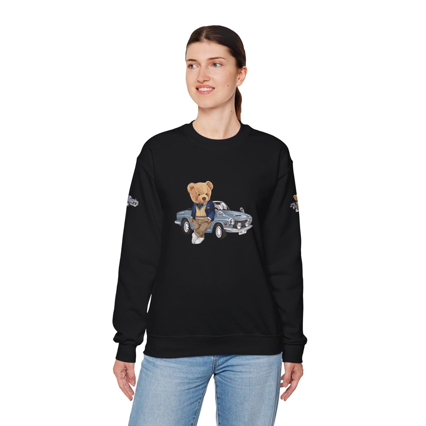 Princess Grace Stylish Crewneck Sweatshirt with Bear and Car Design