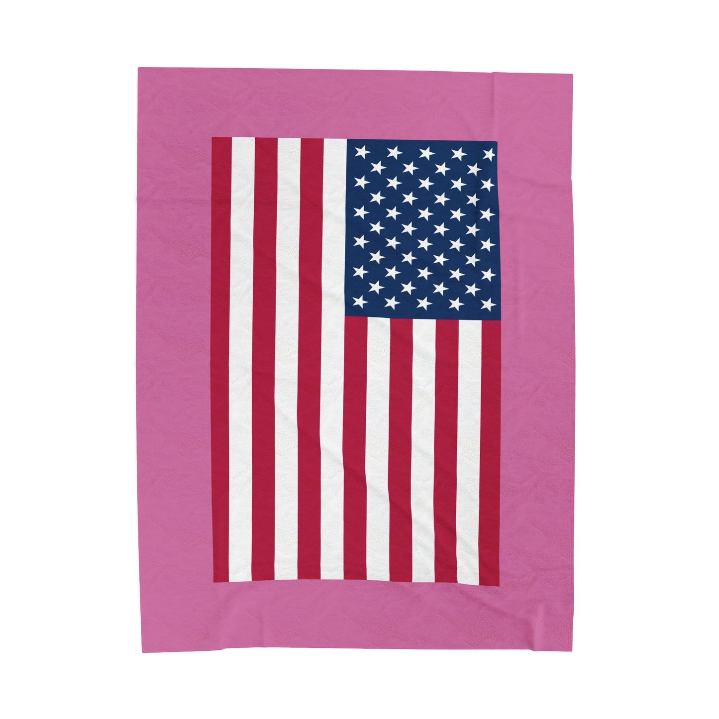 Princess Grace Cozy USA Flag Velveteen Plush Blanket Pink and White