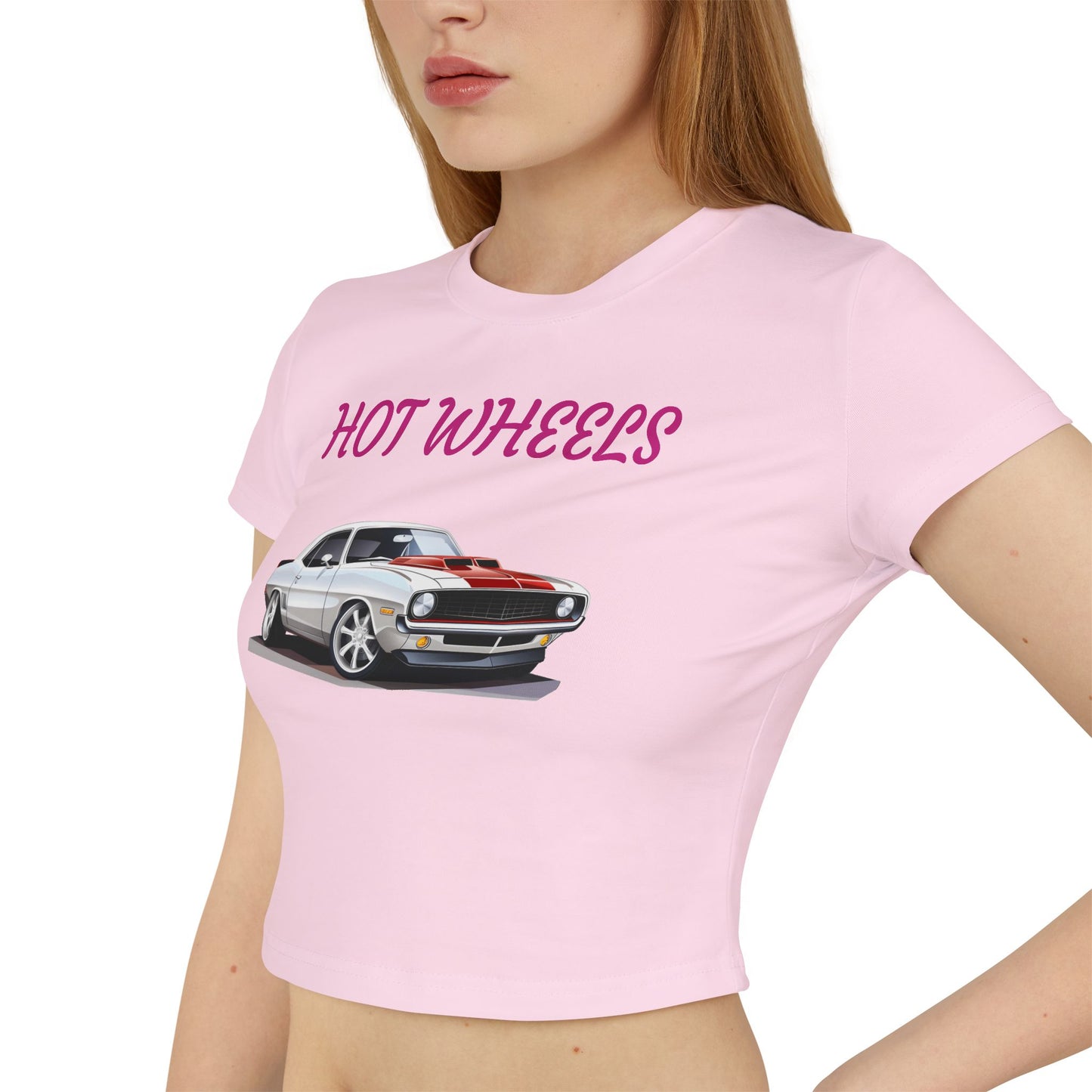 Princess Grace Hot Wheels Women's Baby Tee Vintage Car Graphic Tee for Car Enthusiasts