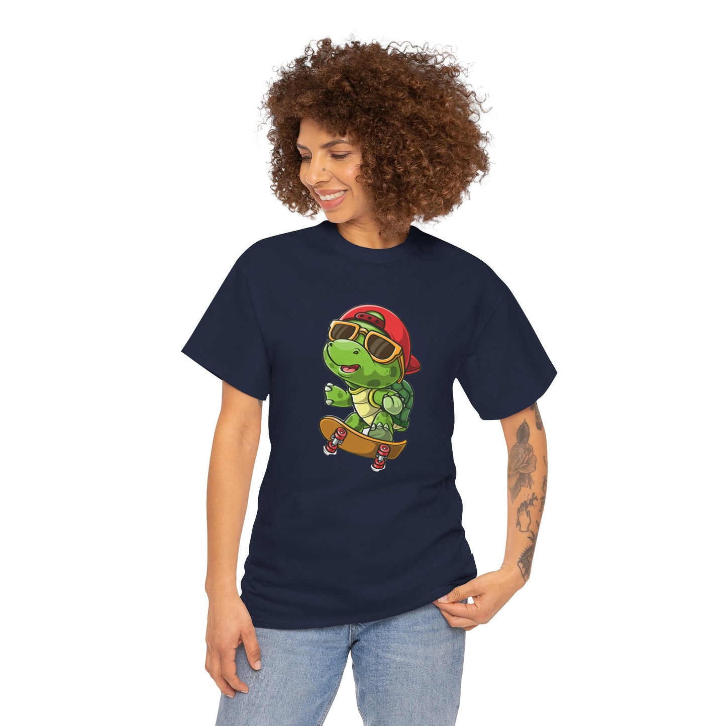 Princess Grace Cool Skateboarding Turtle Unisex Heavy Cotton Tee