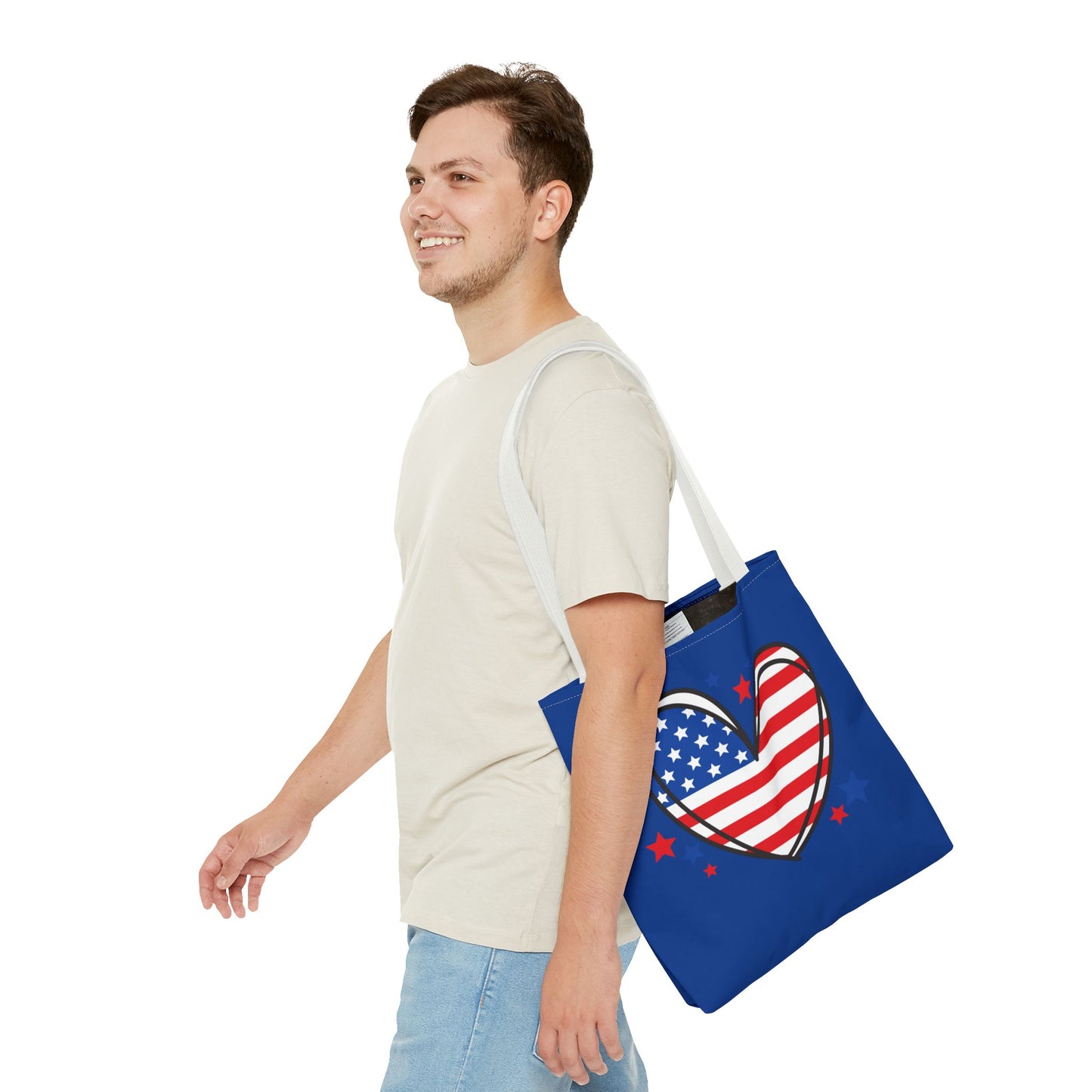 Princess Grace Patriotic Heart Tote Bag USA Flag Design for Independence Day