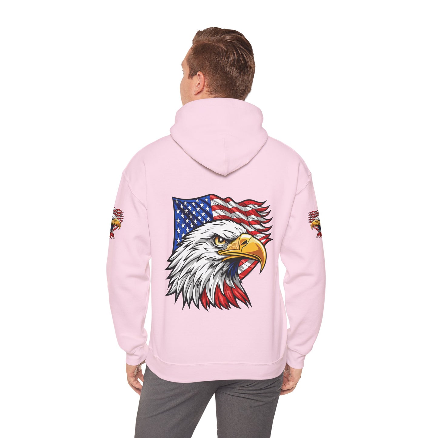 Princess Grace Patriotic Eagle Hoodie Unisex Heavy Blend Sweatshirt with American Flag Design
