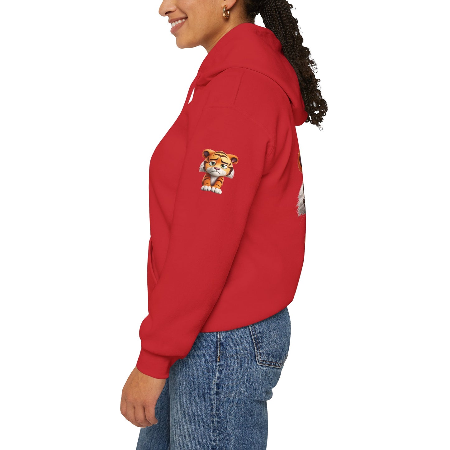 Princess Grace Playful Tiger Graphic Hoodie Unisex Heavy Blend Sweatshirt for Kids and Adults