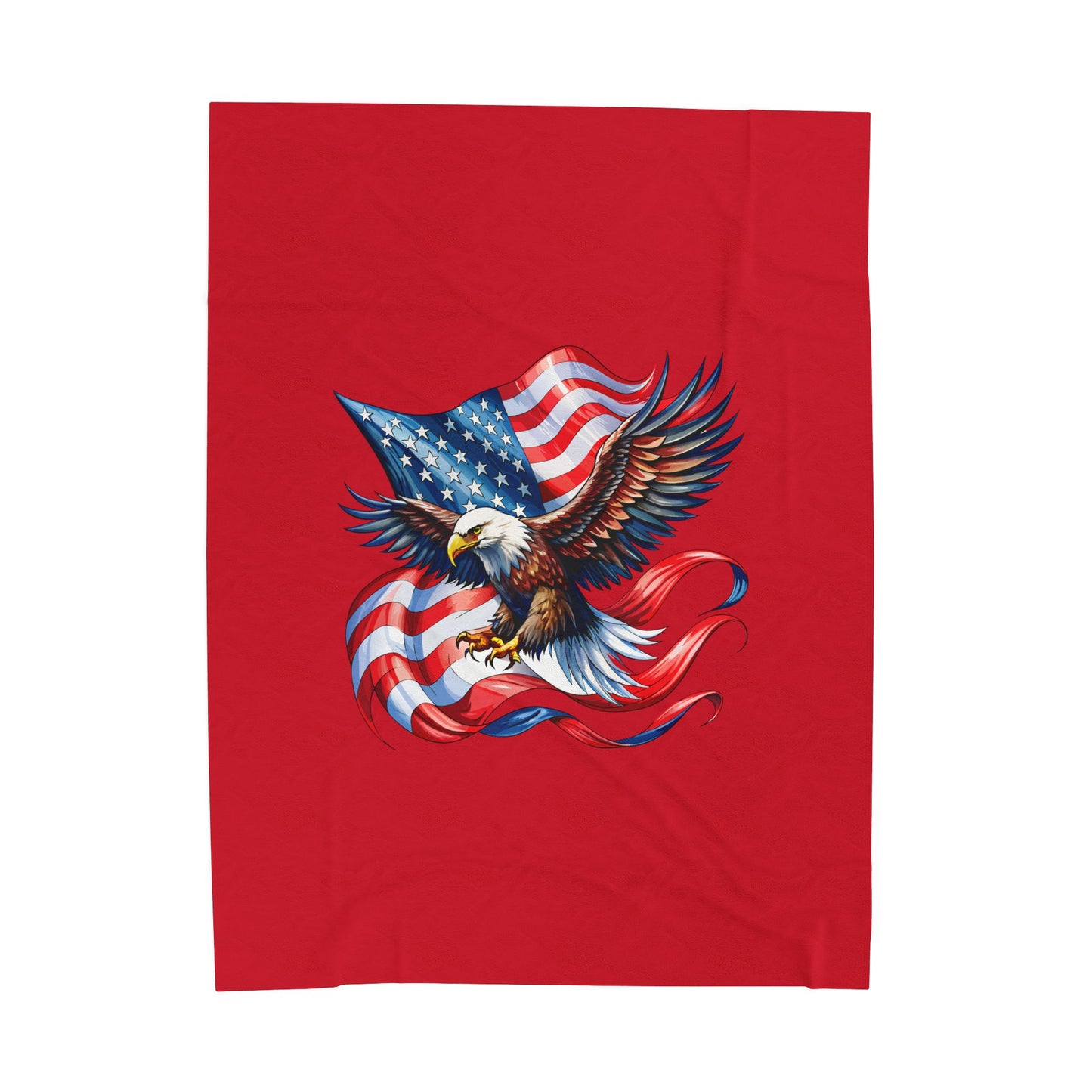 Princess Grace Patriotic Eagle Velveteen Plush Blanket Cozy Americana Decor